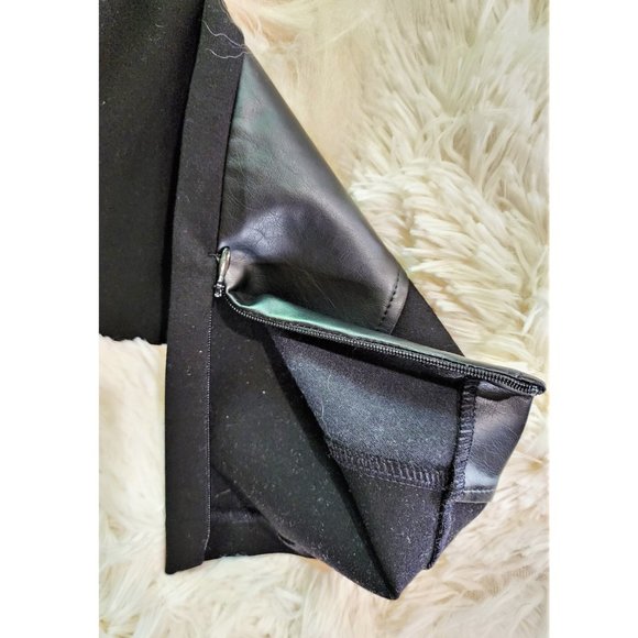 LAUREN RALPH LAUREN Faux Leather Front Panel Stretch Leggings Ankle Zip 4 Petite - Picture 5 of 8